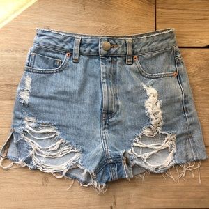 ASOS Denim Distressed High Rise Shorts
